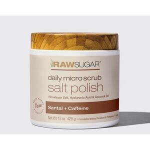 New Raw Sugar Daily Micro Salt Polish 15 oz Santal Caffeine Vegan